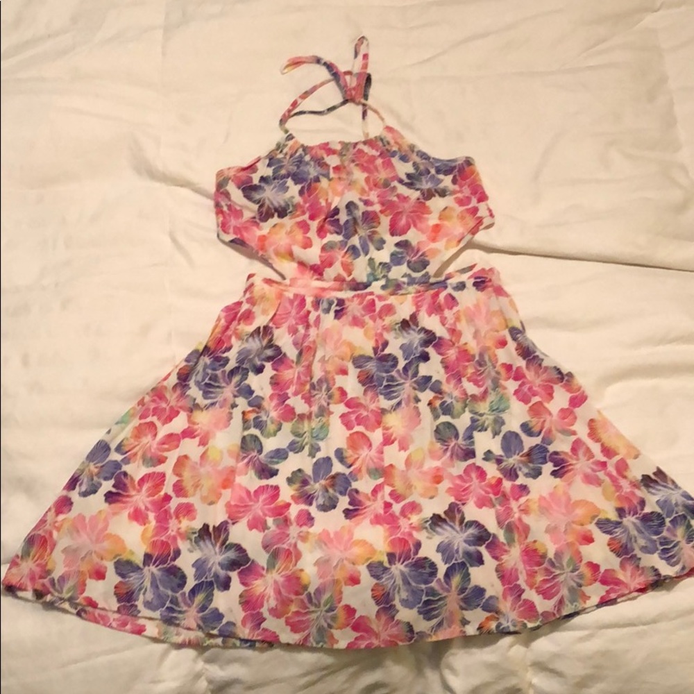 Open back halter dress